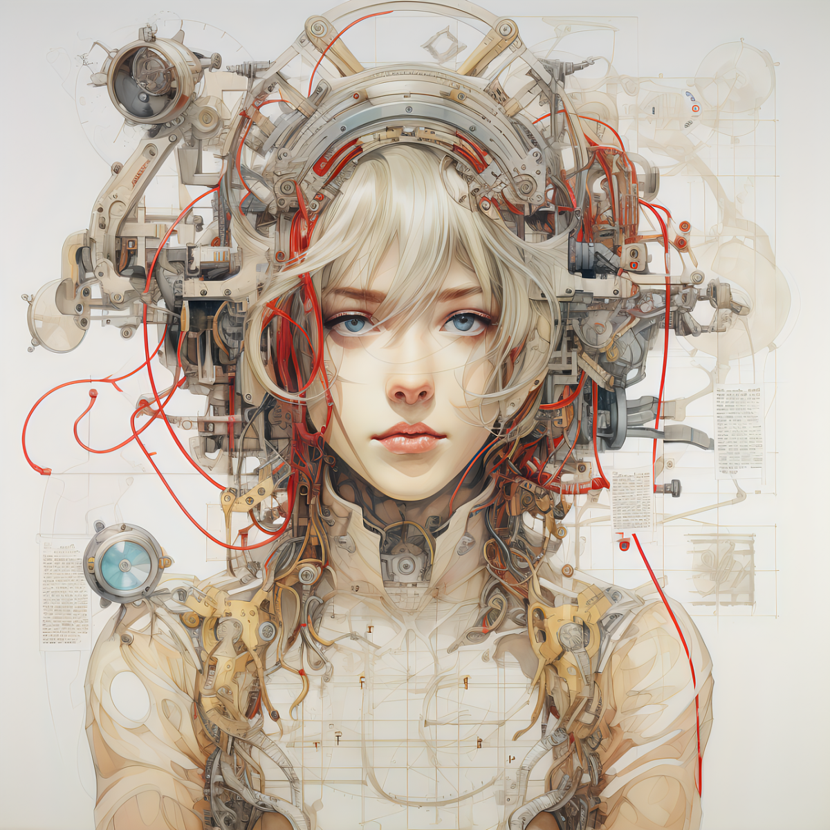 ai generated, woman, robot, manga, cartoon