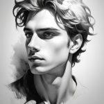 young man, face, portrait, man, male, guy, person, young, cartoon, creativity, drawing, ai generated